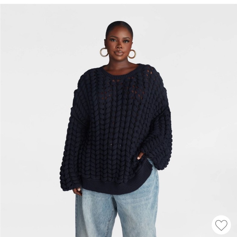 Elegant Navy Chunky Knit Sweater